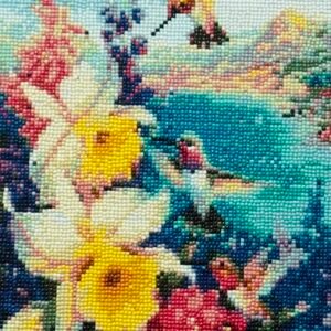 Colorful Hummingbirds and Flowers Diamond Art