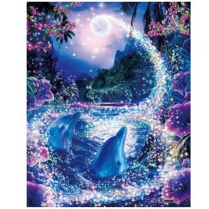 5D Full Diamond Diy Diamond Painting Round Diamond Square Diamond  Sparkle Dolphin