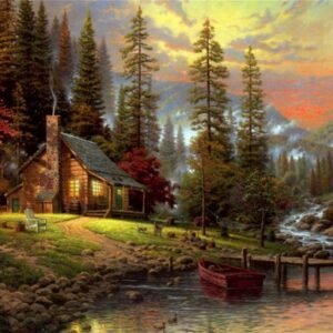 Forest diamond painting Cabin