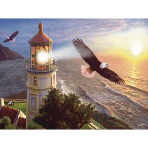 Diy Mosaic Art Seaside Lighthouse Diamond Painting with Eagle