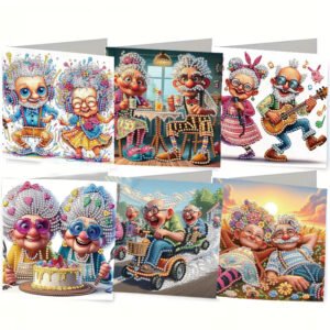 DIY Diamond Painting Kit Birthday Card Kit, Unique Grandma Pattern Design, Water Diamond Painting Art Mosaic Postcards, Festival Cards Perfect For Families, Friends, And Lovers, Handmade Gifts