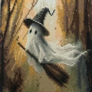 Cute Ghost on Broom Stick