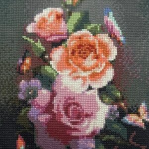 Twilight Rose Garden With Butterflies